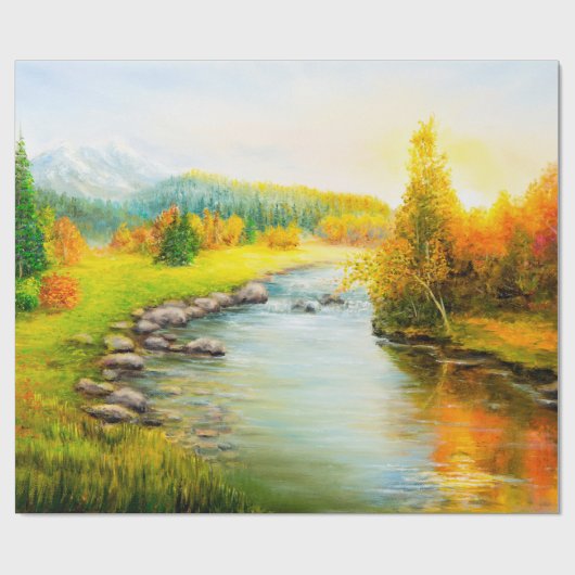 Ölmalerei der schönen Herbstlandschaft, Wald Geschenkpapier (Flach)