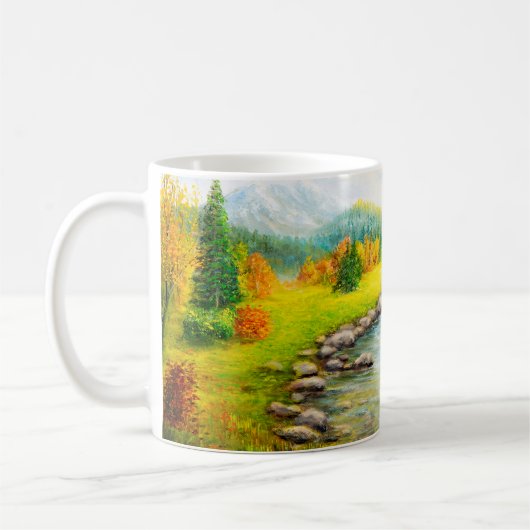 Ölmalerei der schönen Herbstlandschaft, Wald Kaffeetasse (Links)