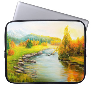 Ölmalerei der schönen Herbstlandschaft, Wald Laptopschutzhülle