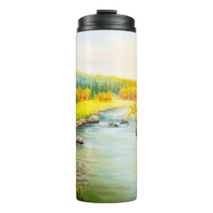 Ölmalerei der schönen Herbstlandschaft, Wald Thermosbecher