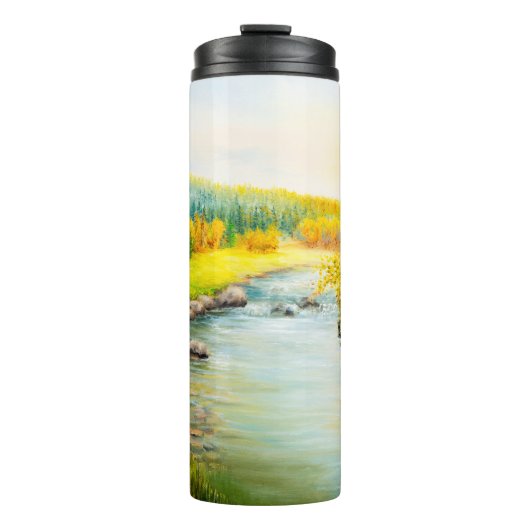 Ölmalerei der schönen Herbstlandschaft, Wald Thermosbecher (Vorderseite)