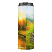 Ölmalerei der schönen Herbstlandschaft, Wald Thermosbecher (Rückseite)