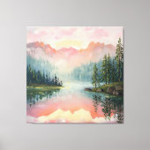 Ölmalerei des Sonnenaufgangs über den Bergen. Leinwanddruck (Vorderseite)