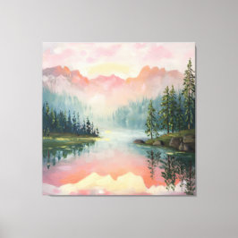 Ölmalerei des Sonnenaufgangs über den Bergen. Leinwanddruck