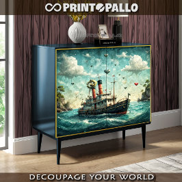 Ölmalerei des verrückten Bootes der Liebe Seidenpapier