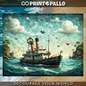 Ölmalerei des verrückten Bootes der Liebe Seidenpapier