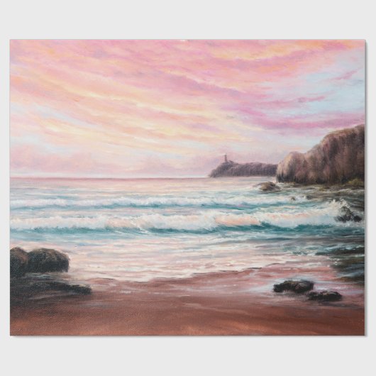 Ölmalerei eines schönen lila Sonnenuntergangs über Geschenkpapier (Flach)