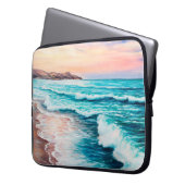 Ölmalerei eines schönen lila Sonnenuntergangs über Laptopschutzhülle (Vorderseite Links)