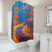 Ölmalerei mit schönem Herbstwald auf c Duschvorhang (Beispiel)