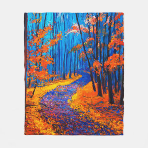 Ölmalerei mit schönem Herbstwald auf c Fleecedecke