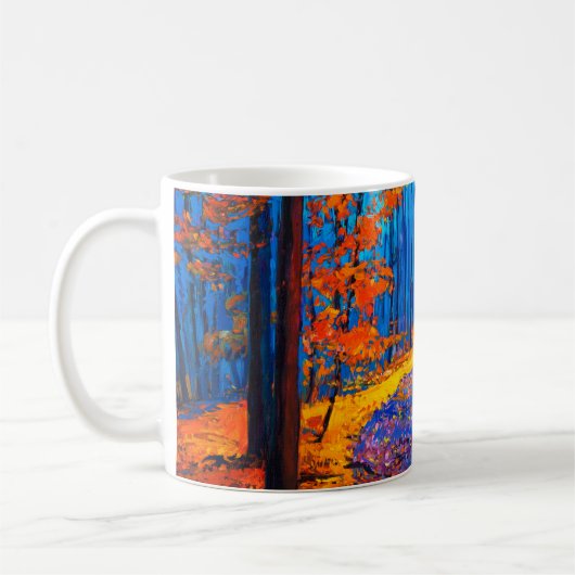 Ölmalerei mit schönem Herbstwald auf c Kaffeetasse (Links)