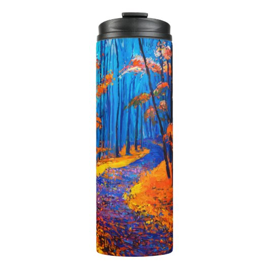 Ölmalerei mit schönem Herbstwald auf c Thermosbecher (Vorderseite)