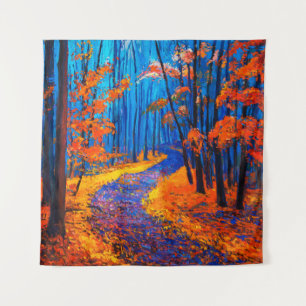 Ölmalerei mit schönem Herbstwald auf c Wandteppich