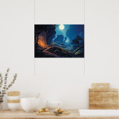 Ölmalerei surrealer Wickelweg im Mondlicht Poster (Küche)