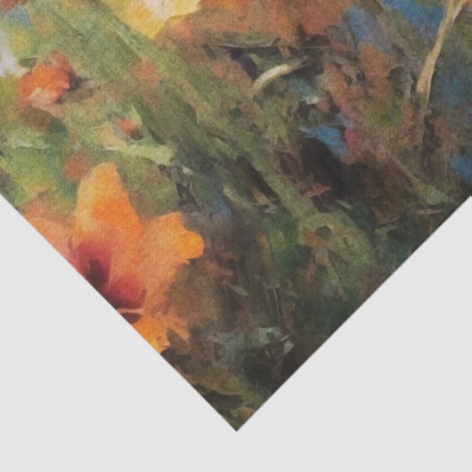 Ölmalerei von Blume im Feld Seidenpapier (Detail)