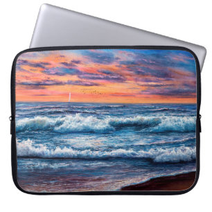 Ölmalerei von Ozean und Strand auf Leinwand. Rich  Laptopschutzhülle