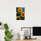 Ölmalerei von Sonnenblumen im Stil von Vincent Poster (Heimbüro)