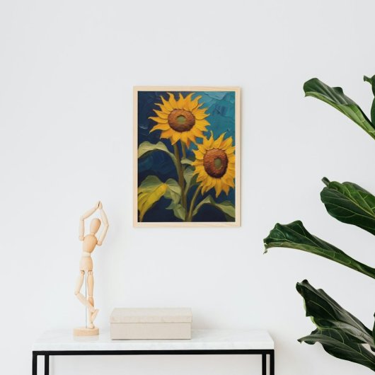 Ölmalerei von Sonnenblumen im Stil von Vincent Poster
