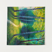 Ölmalerei Waldlandschaft, schöne Sonnenstrahlen Wandteppich (Vorderseite (Horizontal))