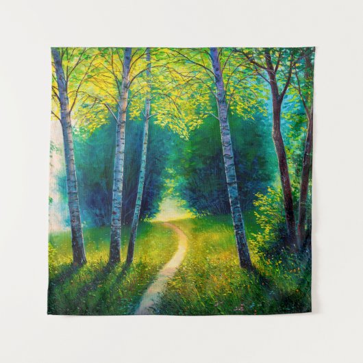 Ölmalerei Waldlandschaft, schöne Sonnenstrahlen Wandteppich (Vorderseite)