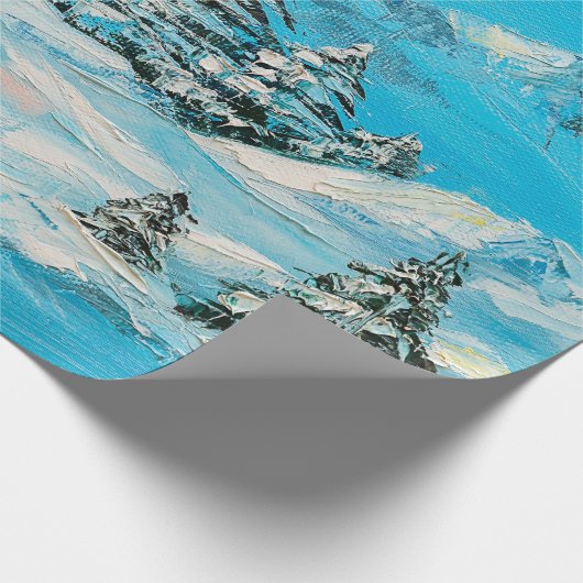 Ölmalerei, Wintergebirgslandschaft mit Sspru Geschenkpapier (Ecke)