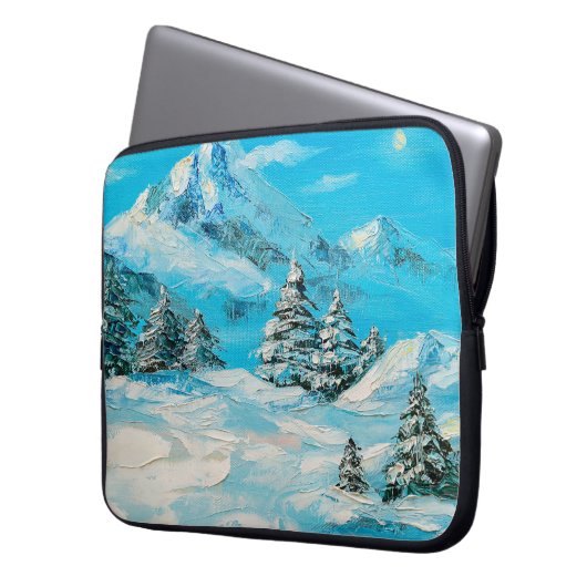 Ölmalerei, Wintergebirgslandschaft mit Sspru Laptopschutzhülle (Vorderseite Links)