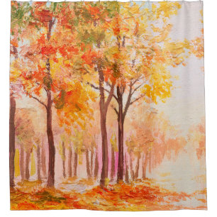 Ölmalerlandschaft - farbiger Herbstwald Duschvorhang