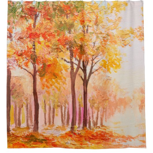 Ölmalerlandschaft - farbiger Herbstwald Duschvorhang (Vorderseite)