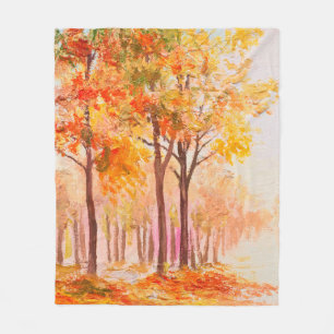 Ölmalerlandschaft - farbiger Herbstwald Fleecedecke