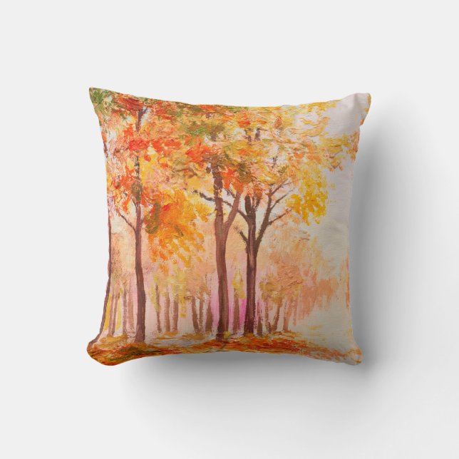 Ölmalerlandschaft - farbiger Herbstwald Kissen (Vorderseite)