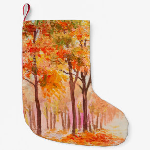 Ölmalerlandschaft - farbiger Herbstwald Kleiner Weihnachtsstrumpf