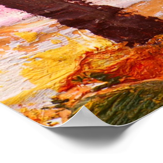 Ölmalerlandschaft - farbiger Herbstwald Poster (Ecke)