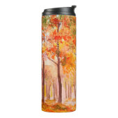Ölmalerlandschaft - farbiger Herbstwald Thermosbecher (Nach links gedreht)