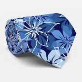 Olowalu Hibiscus Hawaiian Camo - Navy Blue Krawatte (Gerollt)