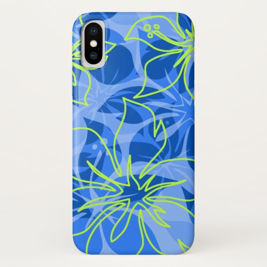 Olowalu Hibiskus Hawaiian Camouflage Blue Case-Mate iPhone Hülle (Rückseite)