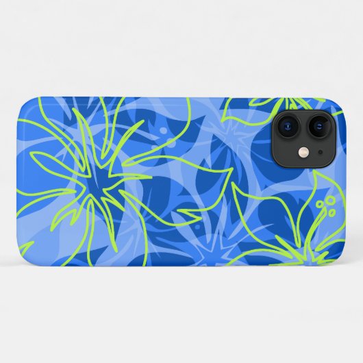 Olowalu Hibiskus Hawaiian Camouflage Blue Case-Mate iPhone Hülle (Rückseite (Horizontal))