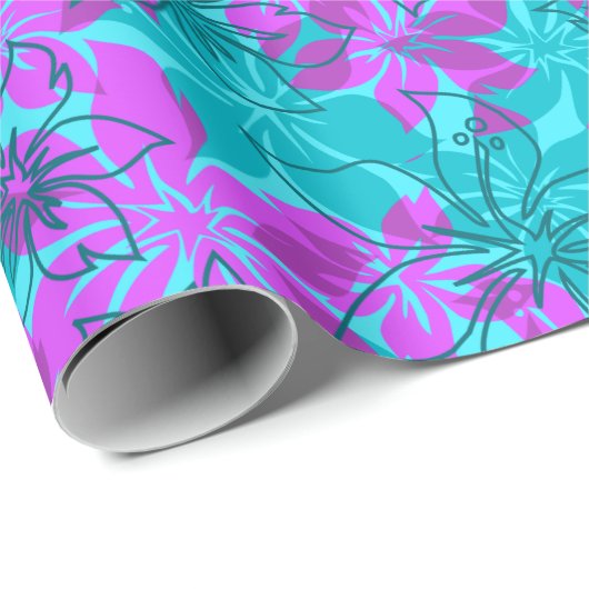 Olowalu Hibiskus-Hawaiianer-Camouflage Geschenkpapier (Rolleneckpunkt)