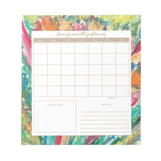 Ölpadel Botanical Daily Planner/Calendar Pad Notizblock (Vorderseite)
