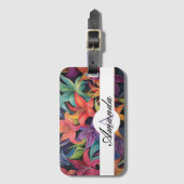 Ölpastel farbiges Lilienmuster Blume Monogrammiert Gepäckanhänger (Vorderseite Vertikal)