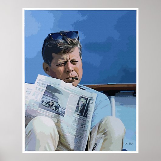 Ölpastellgemälde John F. Kennedy Poster (Vorne)
