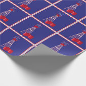 Ölplattform-Derrickkran mit Fass-frohen Geschenkpapier (Ecke)