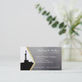 Ölplattform-Silhouette auf Metallblick Visitenkarte (Stehend Vorderseite)