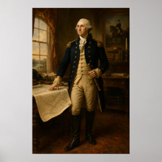 Ölporträtmalerei von George Washington Poster