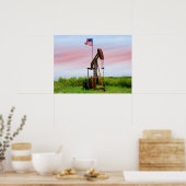 Ölpumpe mit amerikanischer Flagge Poster (Küche)