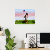Ölpumpe mit amerikanischer Flagge Poster (Heimbüro)