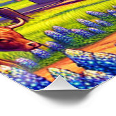 Ölpumpe und einsame Rinder in Texas Poster (Ecke)