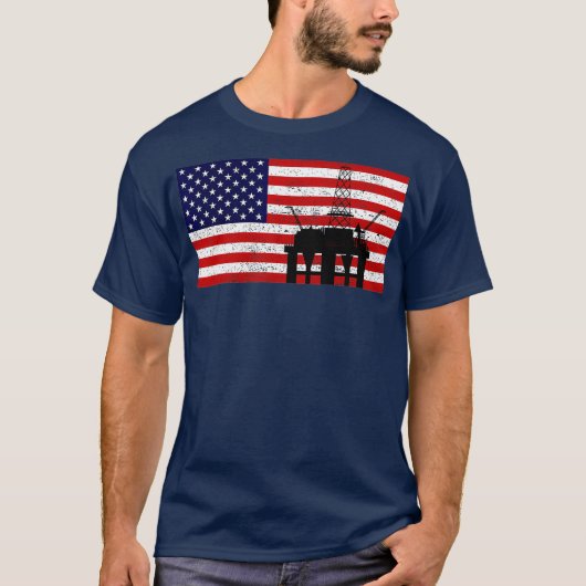 Ölpumpen Energy Industrial Machine USA Flag T-Shirt (Vorderseite)