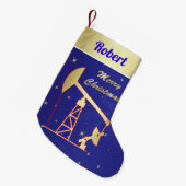 Ölpumpen Jack Frohe Weihnachten Blau Kleiner Weihnachtsstrumpf (Vorderansicht (hängend))