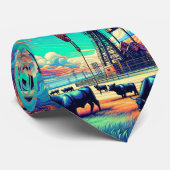 ÖlpumpenJack mit schwarzen Kühen Krawatte (Gerollt)