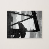 Ölquelle-Pumpen-Jack Schwarzweiss Puzzle (Horizontal)